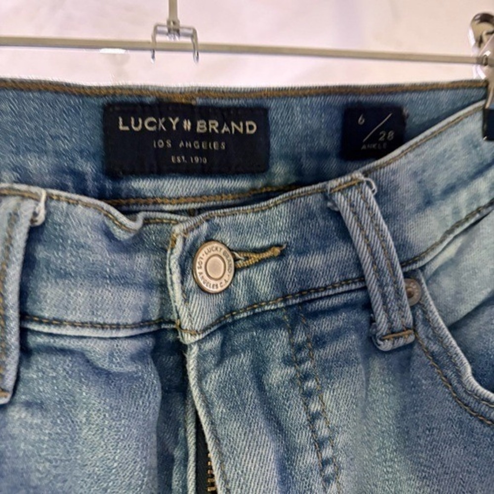 Lucky Brand Bridgette Jeans Women 6/28 Blue High Rise Skinny Distressed Boho - Picture 3 of 8